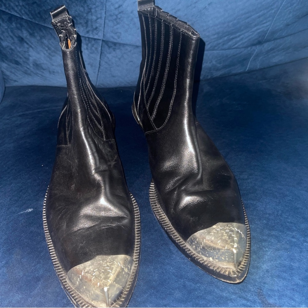 Rare D&G Dolce and Gabanna cowboy boots runway size 43 silver toe leathe…